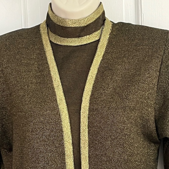 Vintage Christine Jaguin Mock Neck Sleeveless MIDI Dress Matching Coat Size 4 - Picture 7 of 16